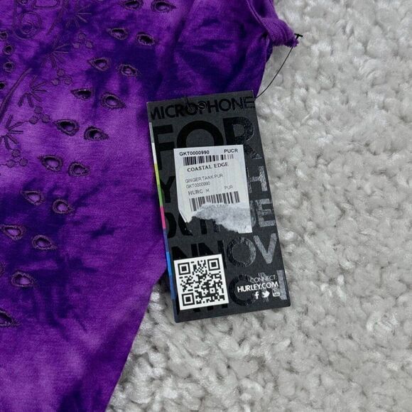Hurley Ginger Skull Cut Out Tank Purple NEW - Picture 3 of 10
